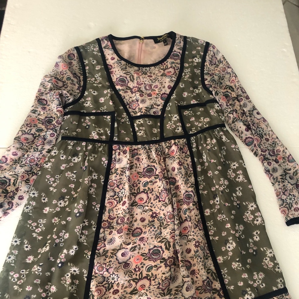 Juicy Couture NWOT pink green floral bohemian long sleeve mini dress - Picture 7 of 12